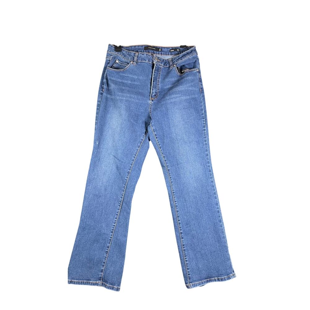 Tahari Marian High Rise Miniboot Jeans Womens 14P Petite Medium Wash Stretch